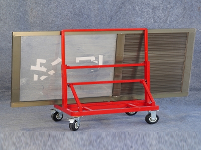 Portable glass door and window moving cart - New four-wheel flat platform with swivel wheels - Foldable - For construction sites - Large wheels - Portable pushcart